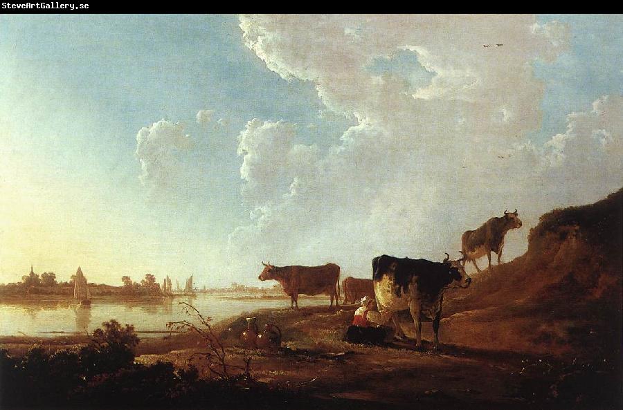 CUYP, Aelbert River Scene with Milking Woman sdf
